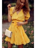 Lovely mini skirt with ruffles, yellow 4008 - Online store - Boutique